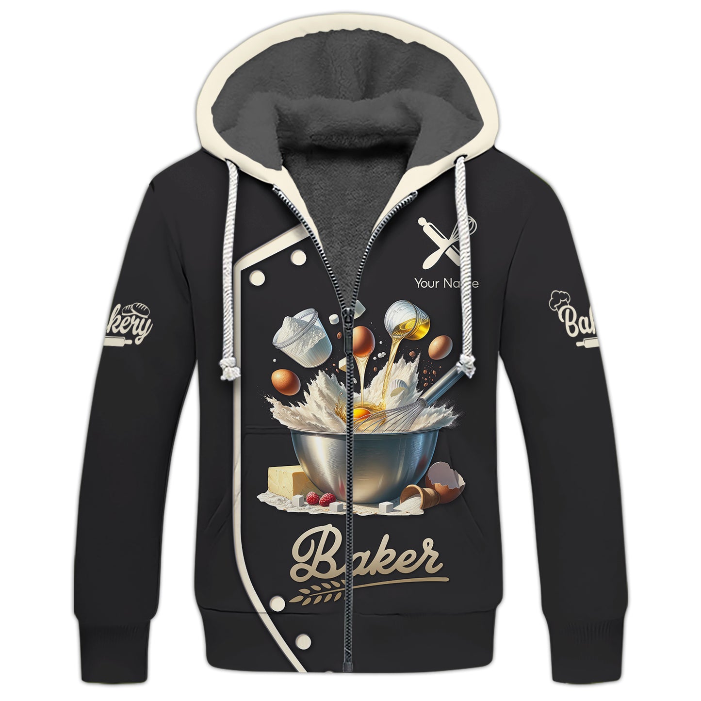 Zipper Hoodie Unisex Baking Tools Custom T-Shirts Bakery 3D Shirt Gif For Baker