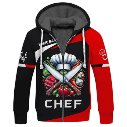 Zipper Hoodie Unisex Knives Chef Custom T-Shirts Gif For Chef, Cooking Chef 3D Shirt