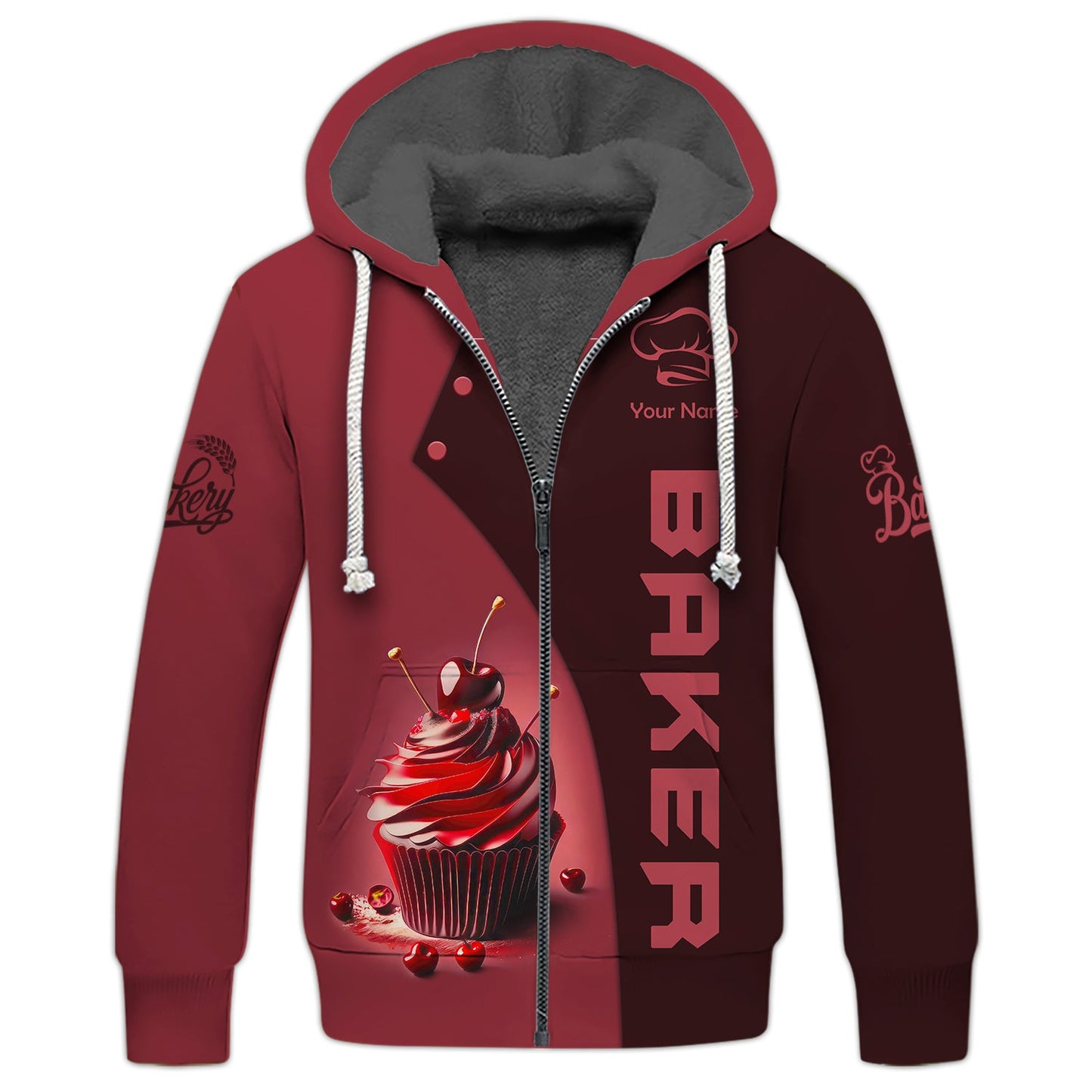 Zipper Hoodie Seductive Cupcakes 3D Shirts Gif For Baker, Bakery Custom T-Shirts