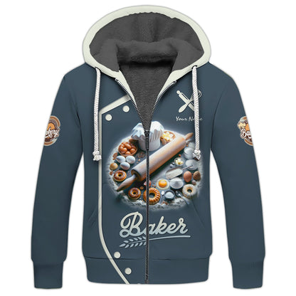 Zipper Hoodie Personalized Baker Custom T-shirt Bakery 3D Shirts