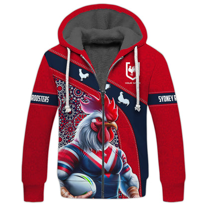 Zipper Hoodie Personalized T-Shirt Sydney Roosters Custom T-Shirts Rugby Lover 3D Shirt