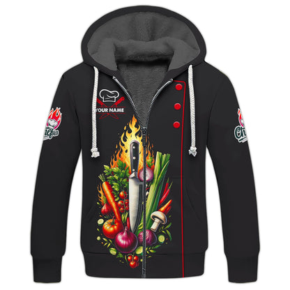 Zipper Hoodie Chef Unisex Custom T-Shirs Chef Cooking Food 3D Shirt