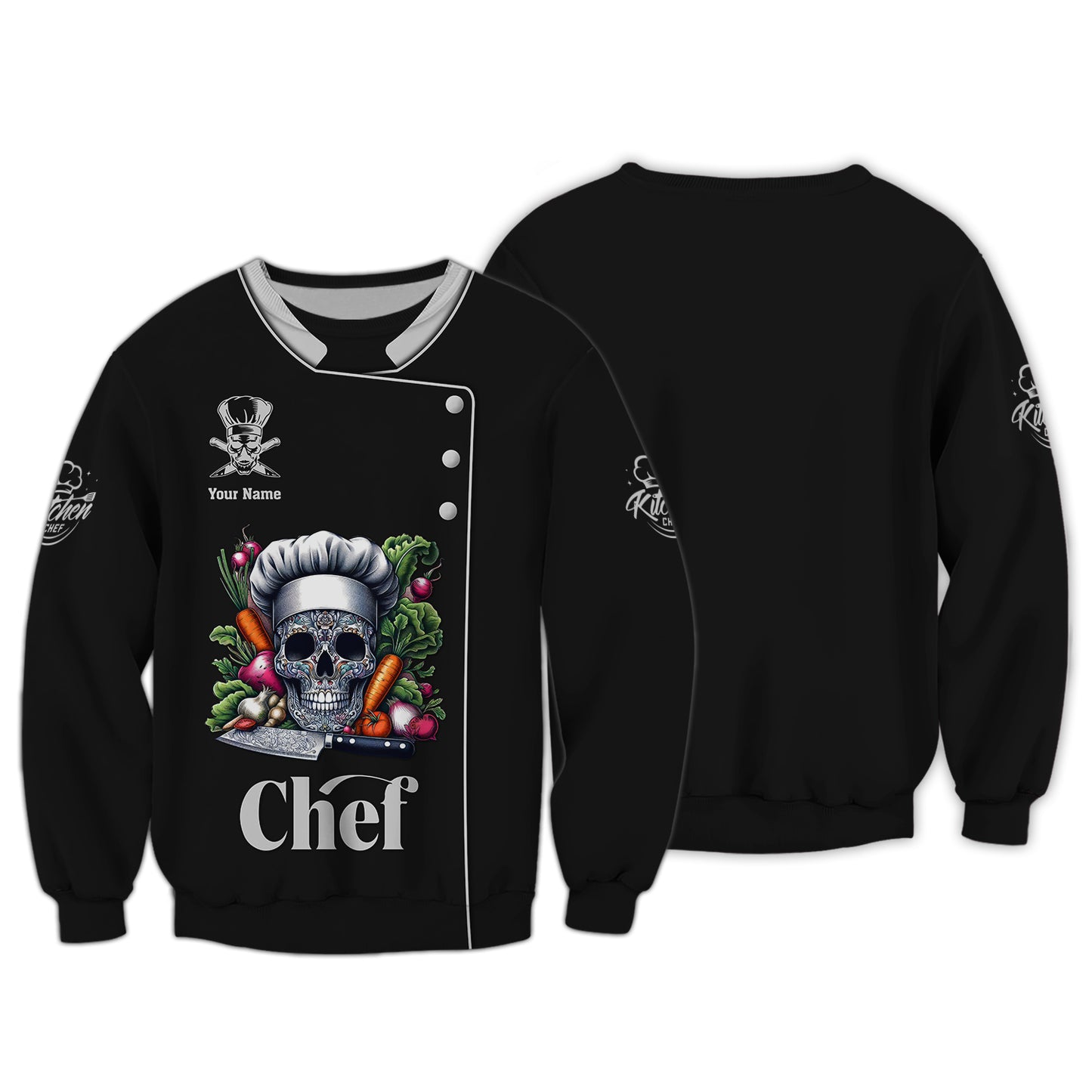 Skull Chef Unisex Custom T-Shirts Cooking Chef 3D Shirt