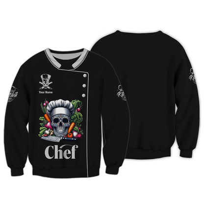 Zipper Hoodie Skull Chef Unisex Custom T-Shirts Cooking Chef 3D Shirt