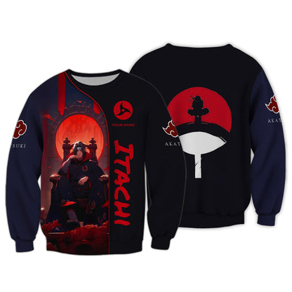 Zipper Hoodie Uchiha Itachi 3D Shirt Naruto Custom T-Shirts