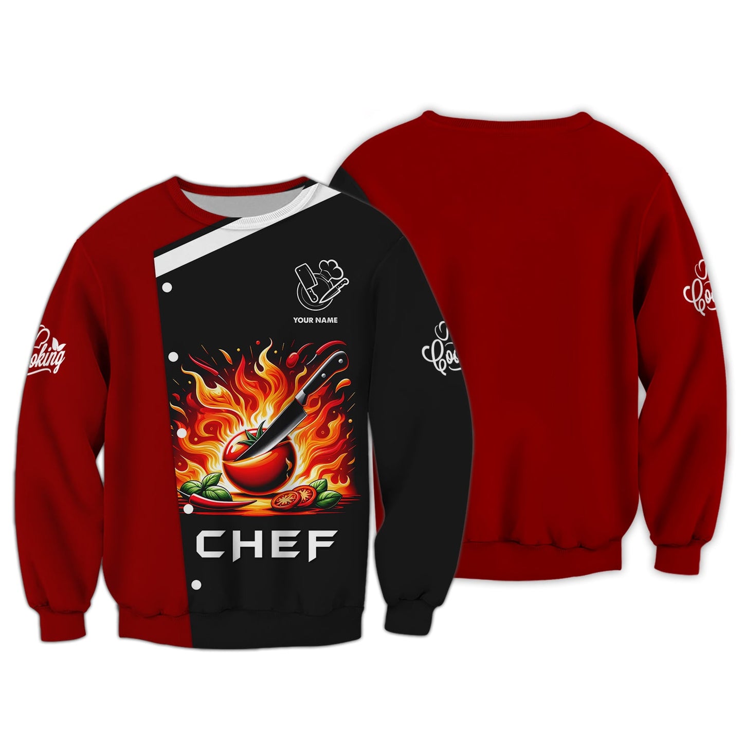 ZIpper Hoodie Chef Fire 3D Shirt Gif For Chef Lover Custom T-Shirts