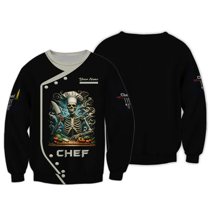 Chef Cooking Custom T-Shirts Chef Skeleton 3D Shirt