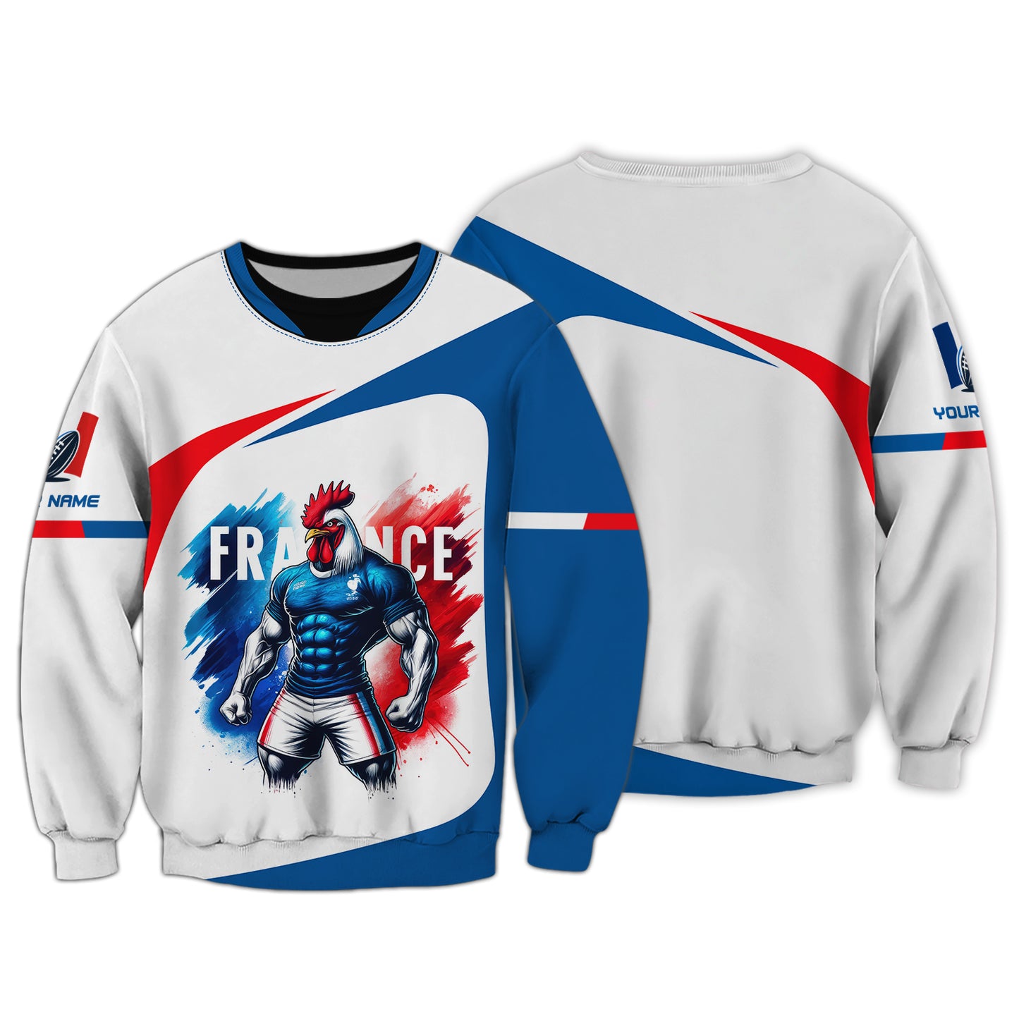 French Rugby League Federation 3D Shirts Rubgy Custom T-Shirts