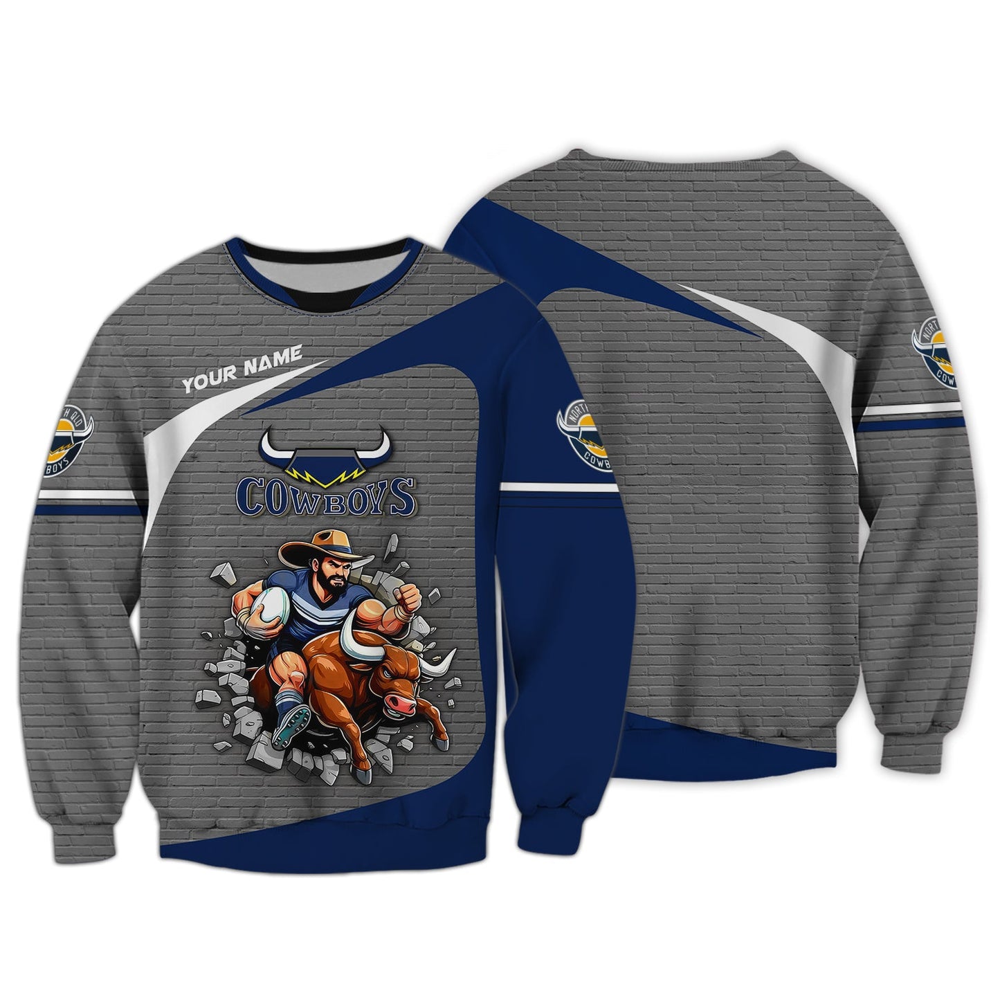 Zipper Hoodie Rugby Lover Custom T-Shirts North Queensland  Cowboys 3D Shirts