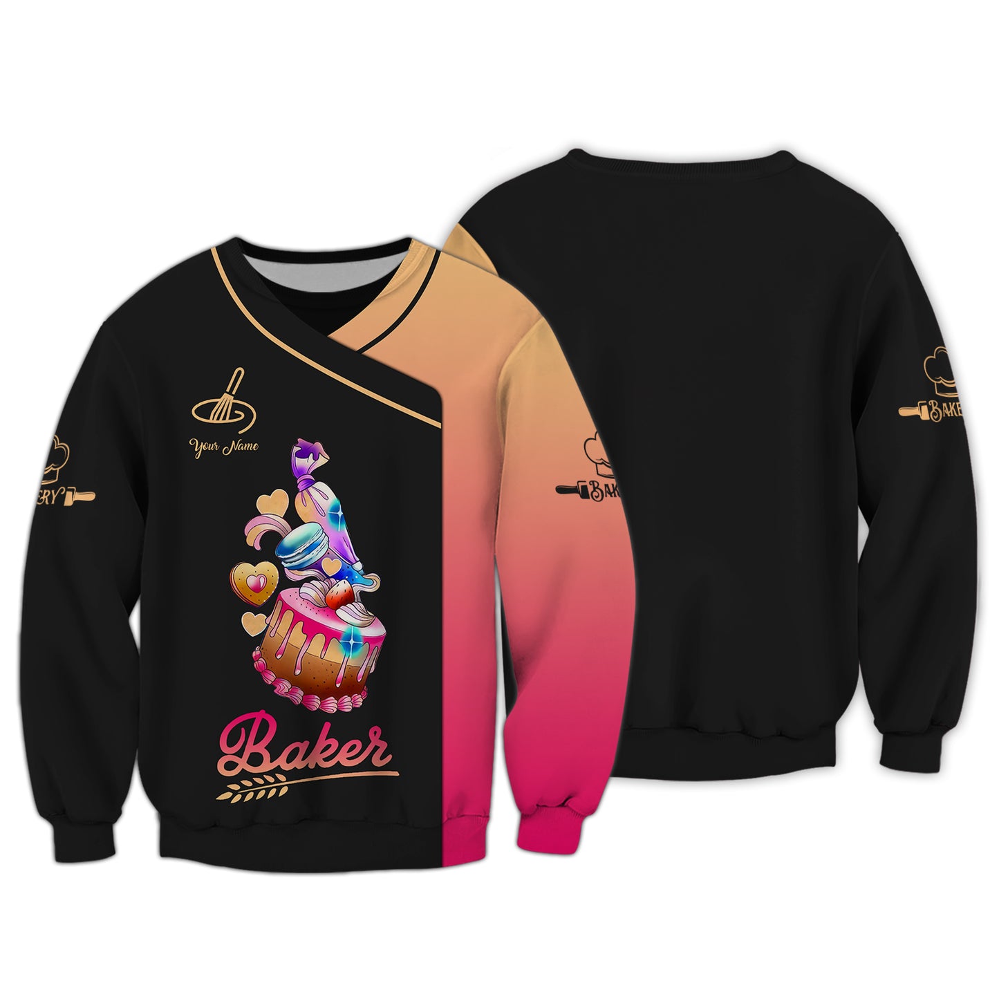 Colorful Sweet Cake 3D Shirts Bakery Custom T-Shirts Gif For Baker