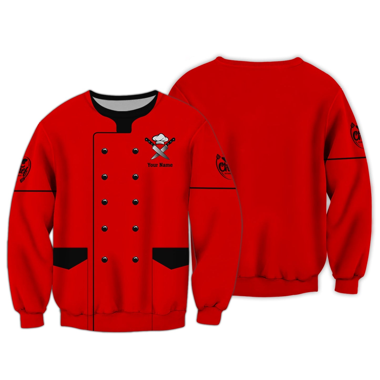 Zipper Hoodie Chef Uniform Custom T-Shirts Red Cooking Chef Custom T-Shirts