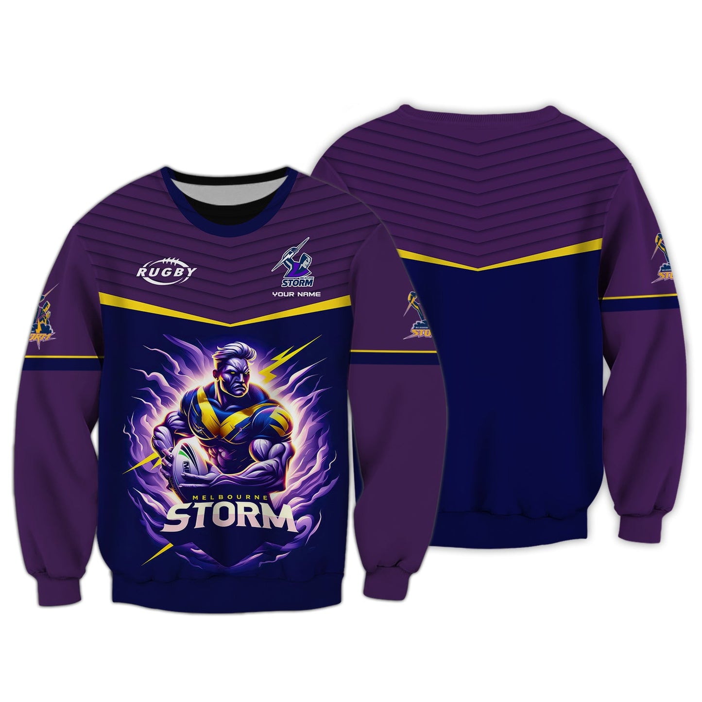 Zipper Hoodie Melbourne Storm 3D Shirt Rugby Custom T-Shirts