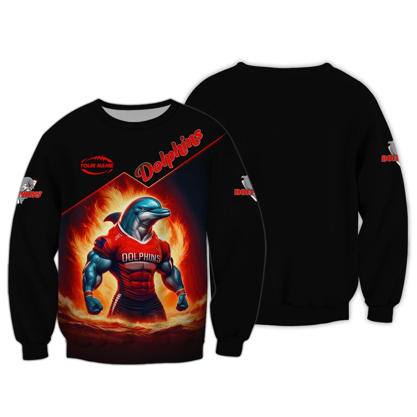 Zipper Hoodie Rugby Lover Custom T-Shirts The Dolphins 3D Shirt