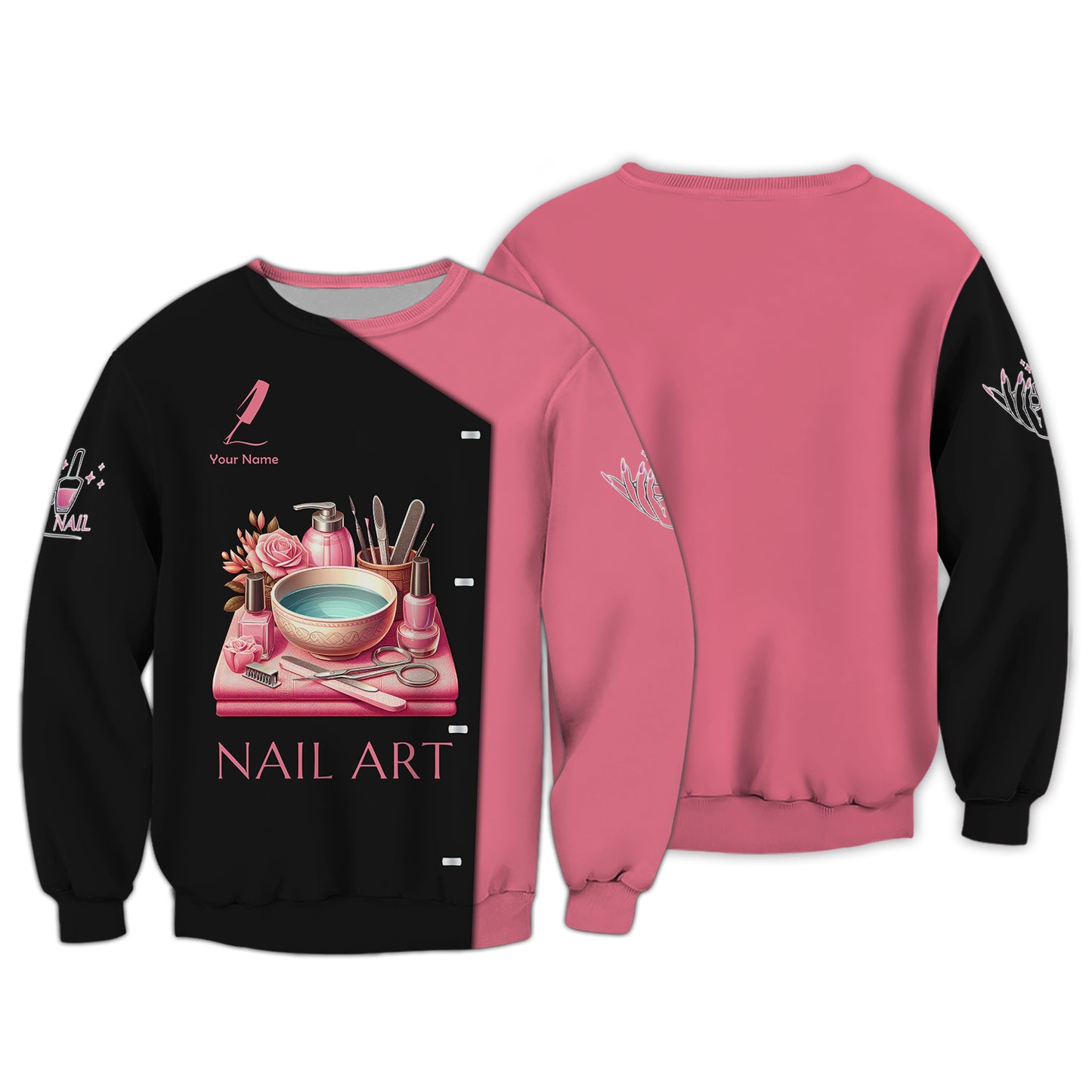 Rose Colored Nail Art Tools 3D Shirts Nails Artist Custom T-Shirts