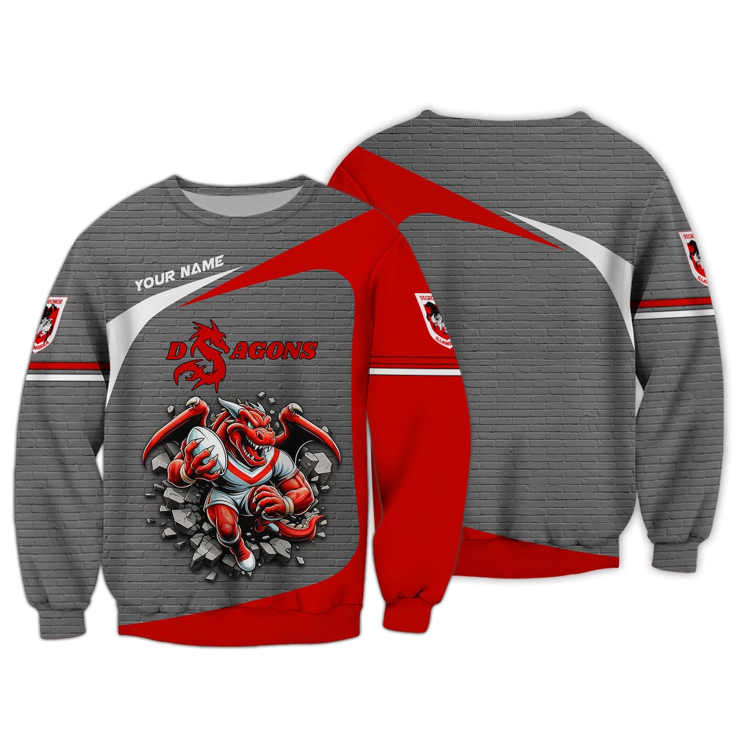 Zipper Hoodie Rugby Custom T-Shirts  St George's Dragon 3D Shirts