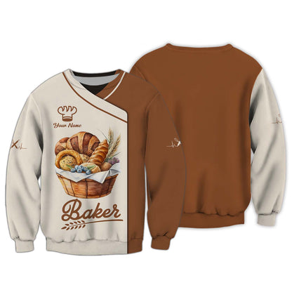 Baker Custom T-Shirts Bakery Bread 3D Shirt, Zipper Hoodie