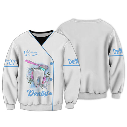 Dental Art Tooth Model With Toothpaste Brush 3D Shirt Dentist Custom T-Shirts