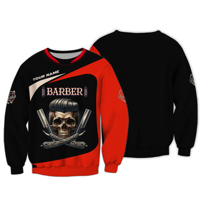 Personality Barbershop Custom T-Shirts Skull Barber 3D Shirt Gif For Barber