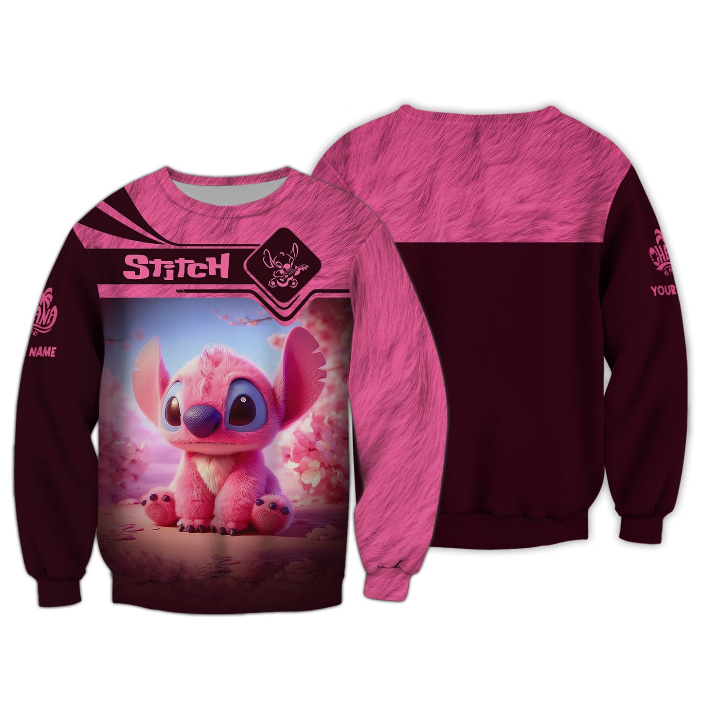 Zipper Hoodie Pink Stitch 3D Shirt Disney Custom T-Shirts