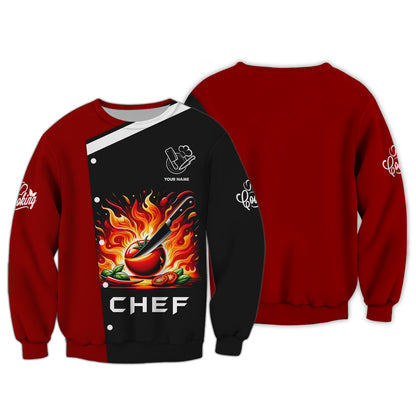 Chef Fire 3D Shirt Gif For Chef Lover Custom T-Shirts