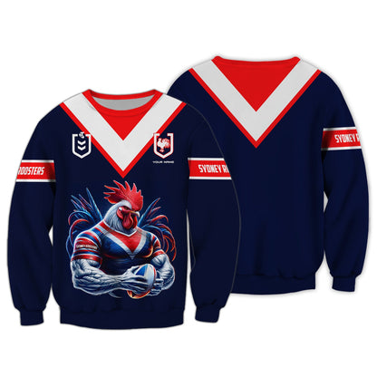 Zipper Hoodie Rugby Lover Custom T-Shirts Sydney Roosters 3D Shirt