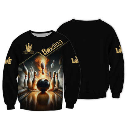 Zipper Hoodie Bowling Strike Custom T-Shirts Gif For Bowling Athlete 3D Shirt, Hoodie