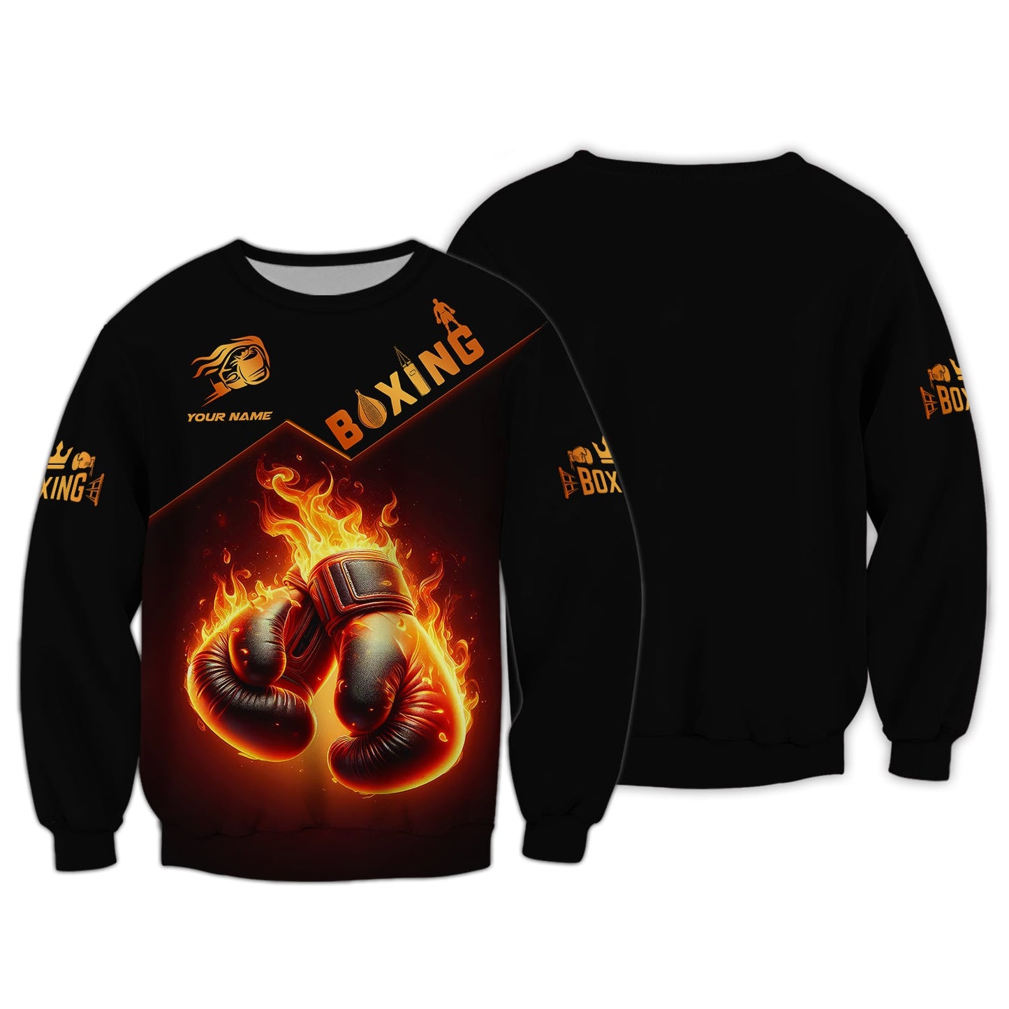 Zipper Hoodie Closeup Of Boxing Gloves With Fire 3D Shirts Boxing Custom T-Shirts