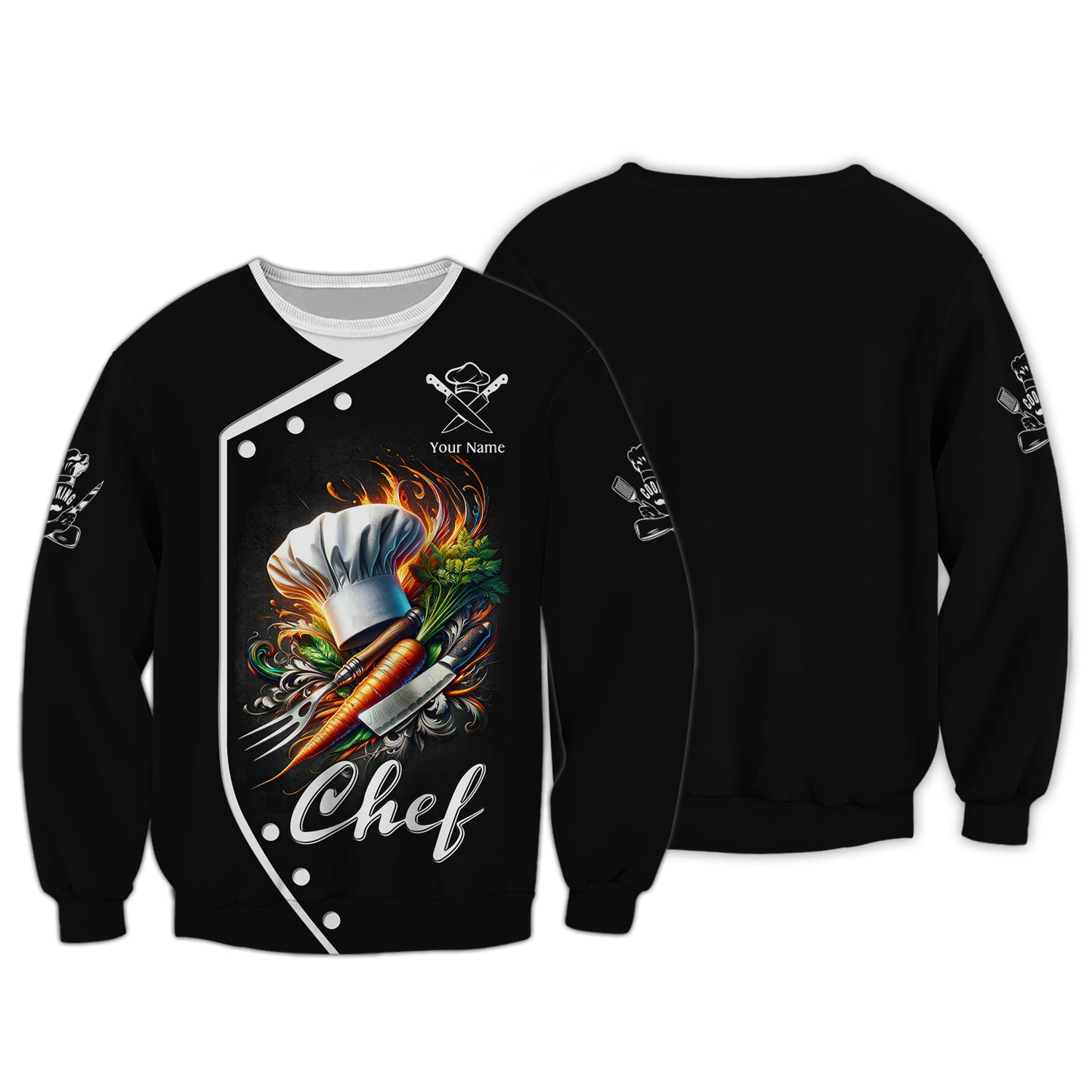 Zipper Hoodie Chef Cooking 3D Shirt Kitchen Tools Custom T-Shirts