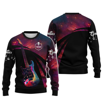 Galaxy Sky With Electric Guitar 3D Shirts Musical Instruments Guitar String Custom T-Shirts