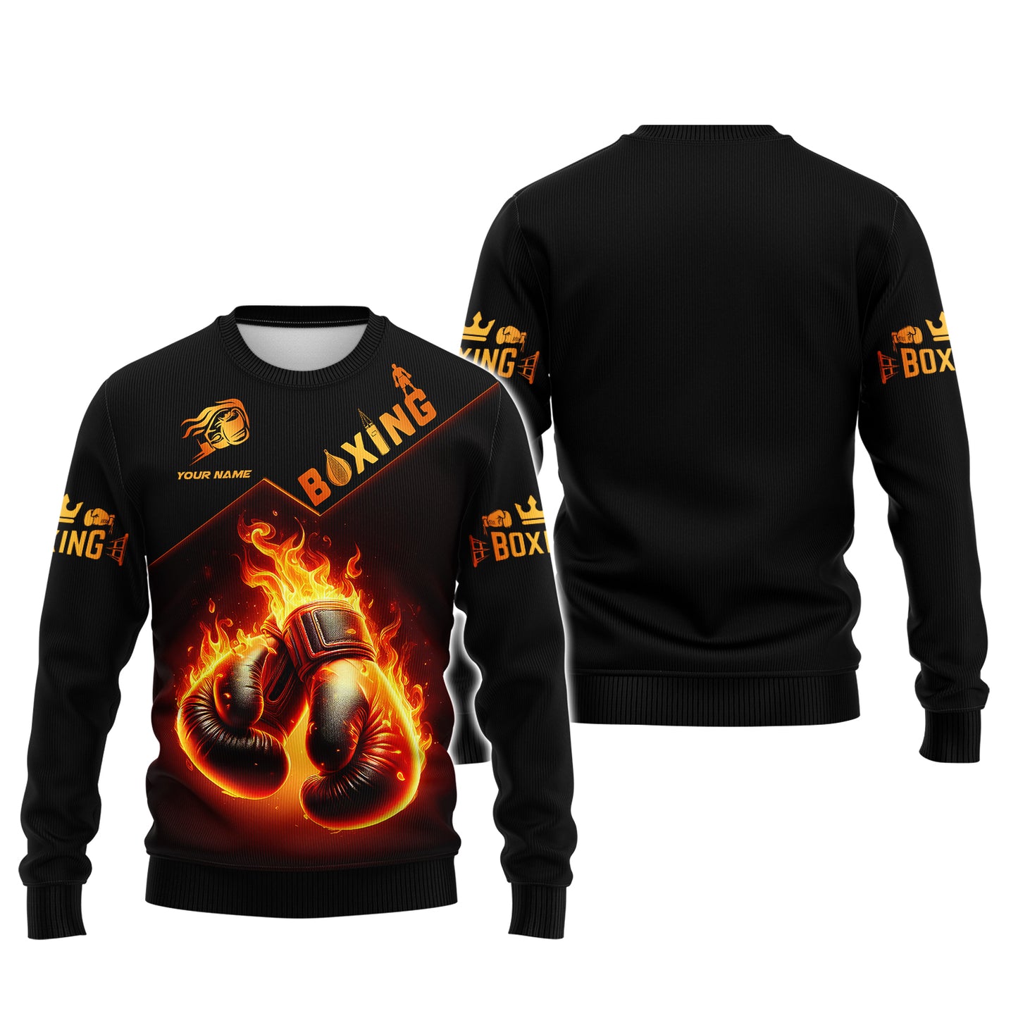 Closeup Of Boxing Gloves With Fire 3D Shirts Boxing Custom T-Shirts