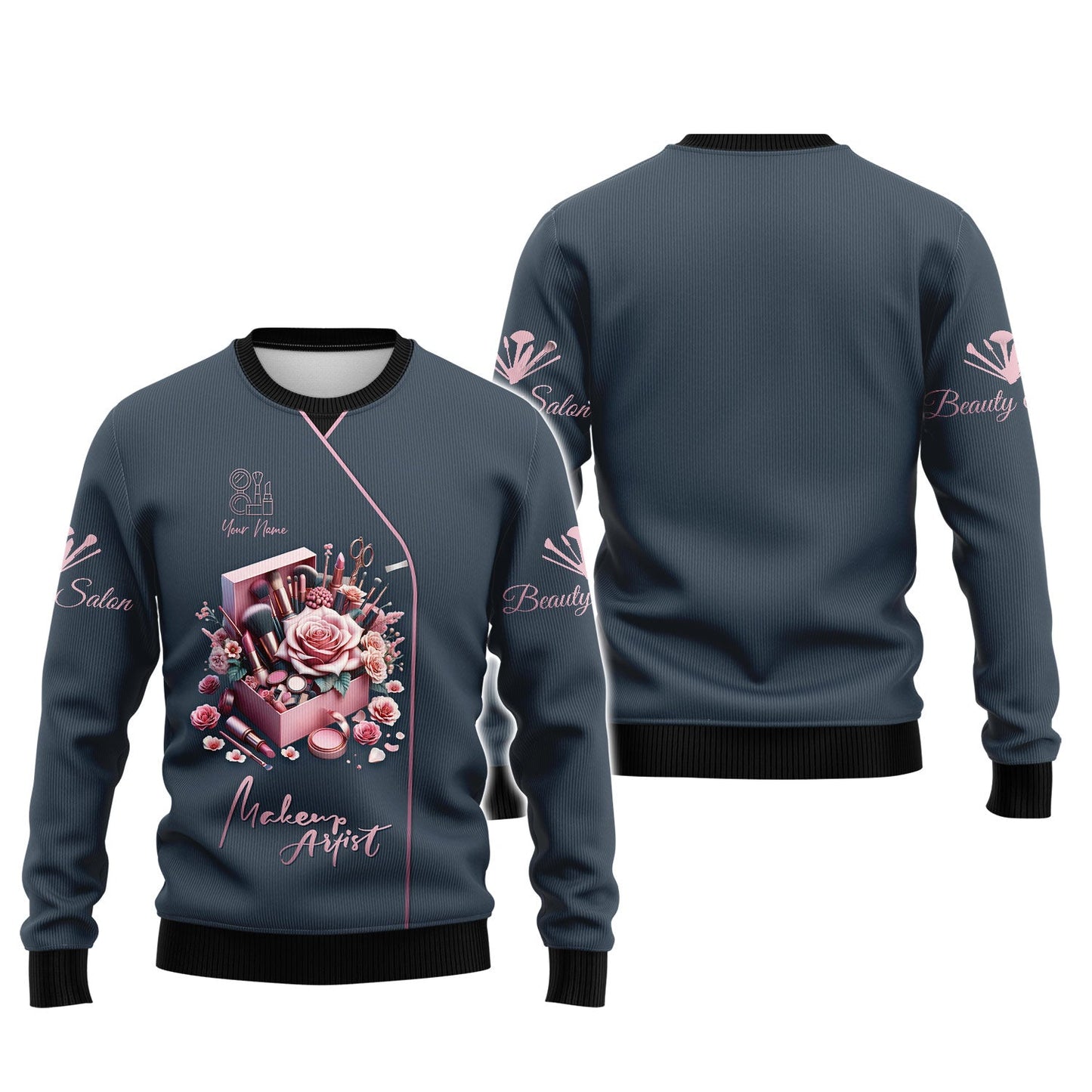 Zipper Hoodie Beauty Rose Custom T-Shirts Artistic Makeup Kit 3D Shirt