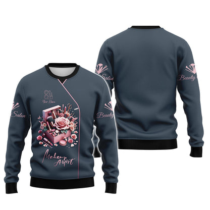 Zipper Hoodie Beauty Rose Custom T-Shirts Artistic Makeup Kit 3D Shirt