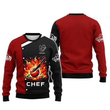 ZIpper Hoodie Chef Fire 3D Shirt Gif For Chef Lover Custom T-Shirts