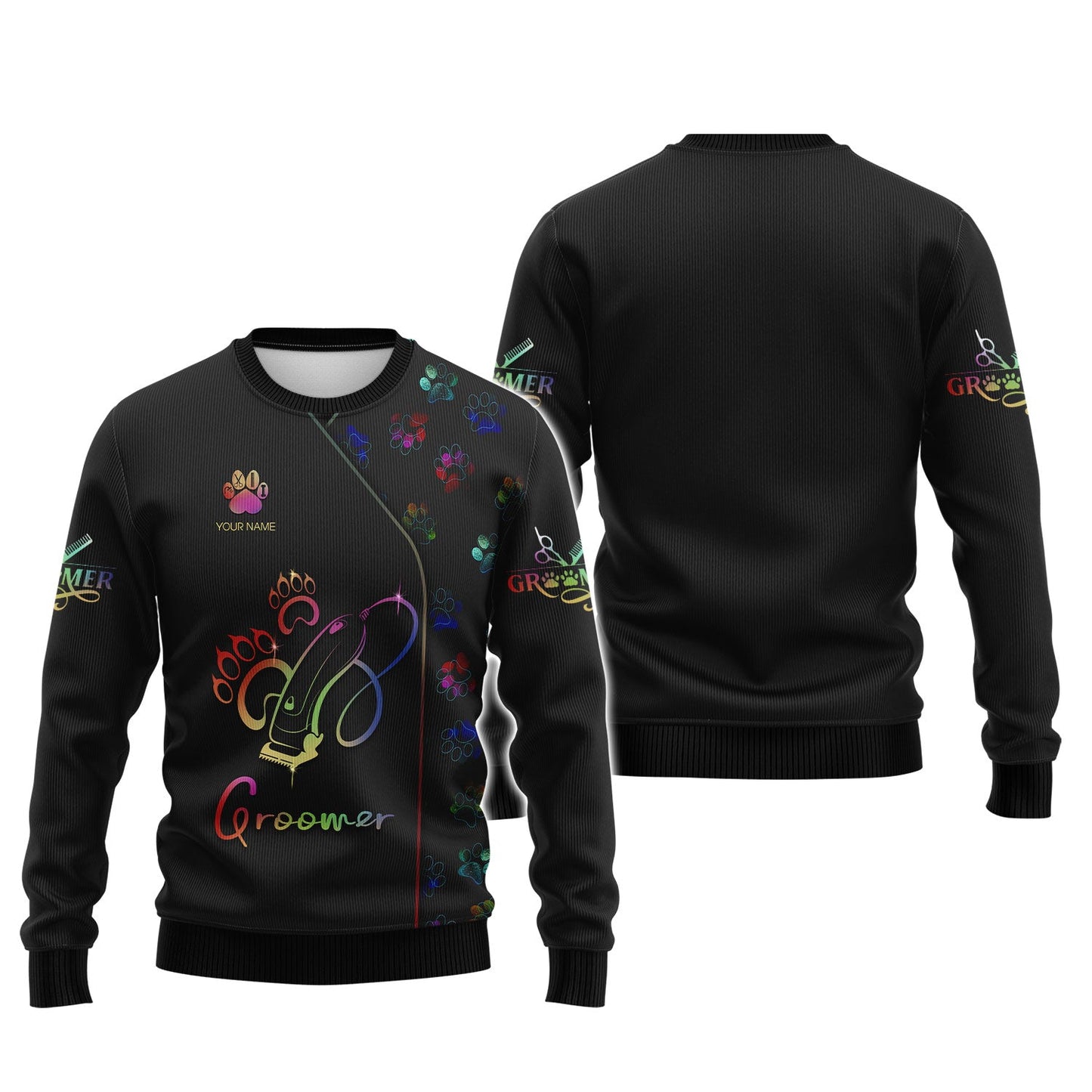 Zipper Hoodie Grooming And Pet Care Rainbow Symbol 3D Shirt Groomer Custom T-Shirts