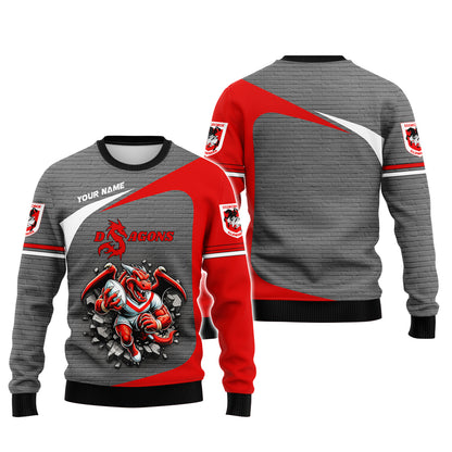 Rugby Custom T-Shirts  St George's Dragon 3D Shirts