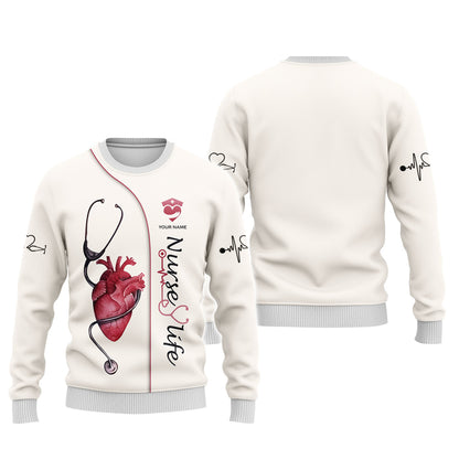 Stethoscope With Heart 3D Shirt Beautfull Nurse Tattoo Custom T-Shirts