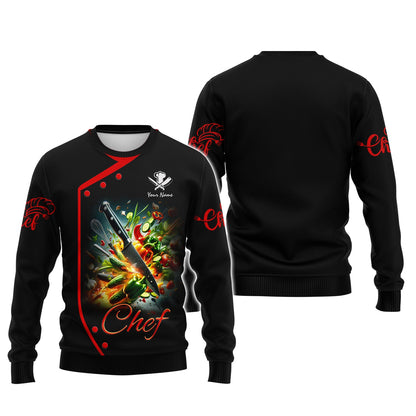 Zipper Hoodie Chef's Knife Cuts Vegetables 3D Shirt Cooking Chef Custom T-Shirts