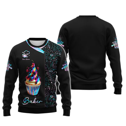 Zipper Hoodie Cupcake Colorfull 3D Shirt Bakery Custom T-Shirts Gif For Baker