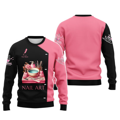 Zipper Hoodie Rose Colored Nail Art Tools 3D Shirts Nails Artist Custom T-Shirts