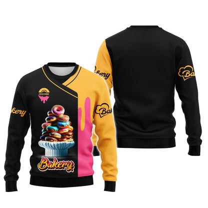 Zipper Hoodie Bakery Sweet Cake Custom T-Shirts Gif For Baker Colorful Delicious Donuts 3D Shirt