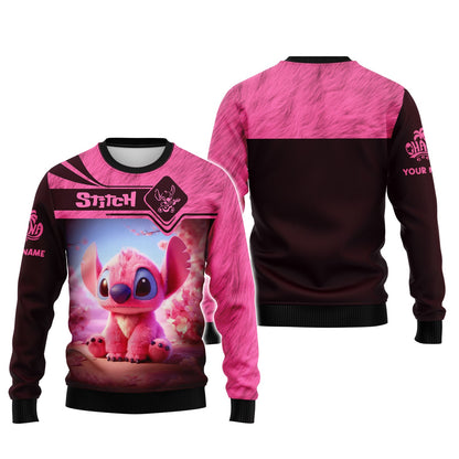 Zipper Hoodie Pink Stitch 3D Shirt Disney Custom T-Shirts