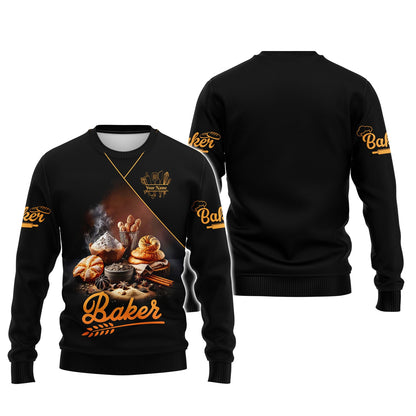 Zipper Hoodie Stack Of Hot And Fresh Bread 3D Shirt Bakery Custom T-Shirts Gif For Baker