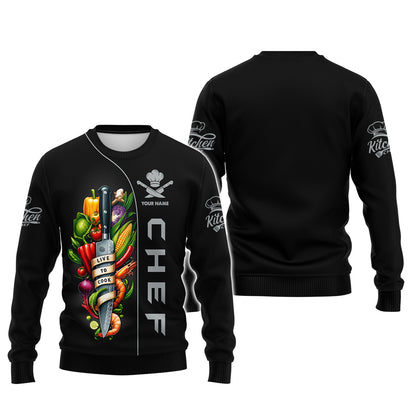 Chef Knife And Vegetables 3D Shirt Knives Cooking Chef Custom T-Shirts