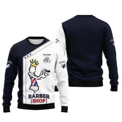 Zipper Hoodie Crowned Barbershop Lamp 3D Shirt Barber Custom T-Shirts