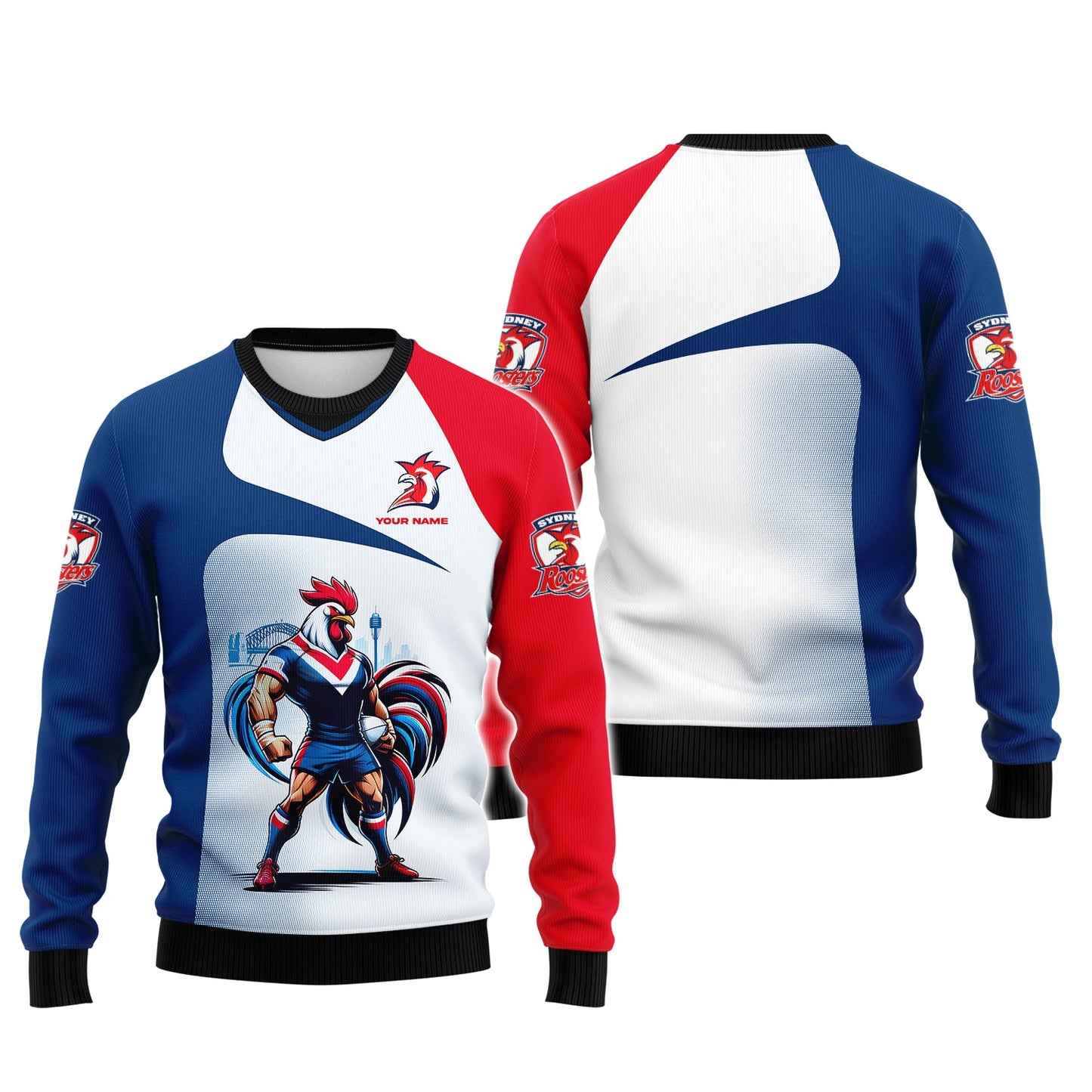 Zipper Hoodie Sydney Roosters 3D Shirt Rugby Custom T-Shirts