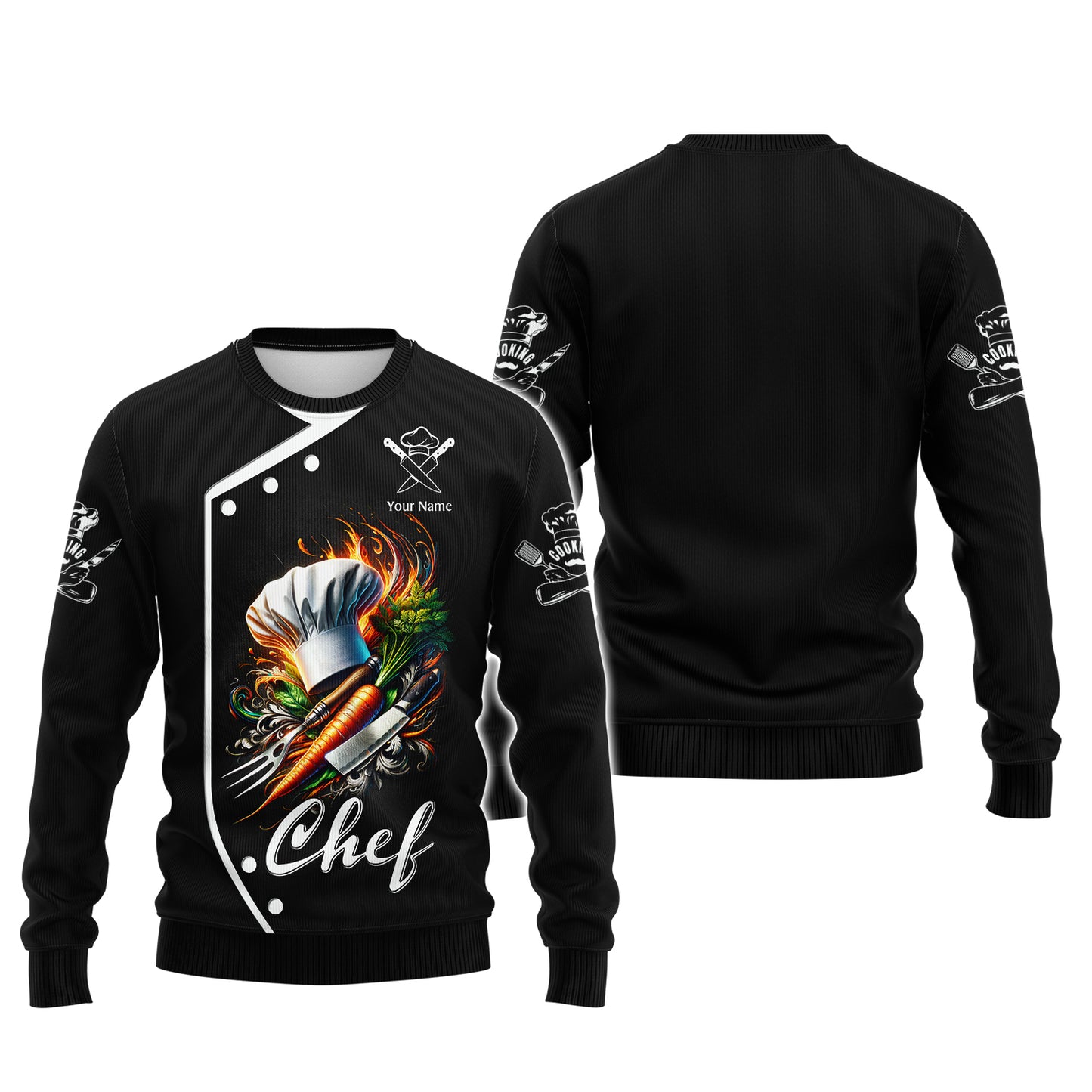 Zipper Hoodie Chef Cooking 3D Shirt Kitchen Tools Custom T-Shirts