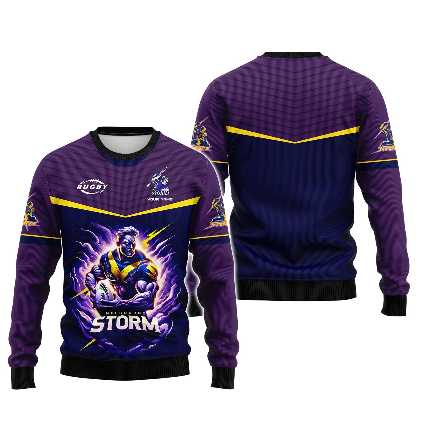 Zipper Hoodie Melbourne Storm 3D Shirt Rugby Custom T-Shirts