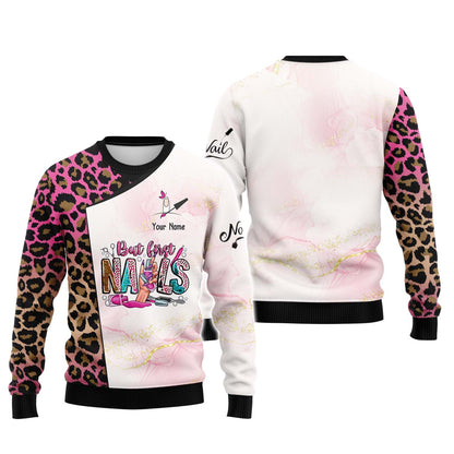 Zipper Hoodie Leopard Nails Art Boutique 3D Shirts Nail Artist Custom T-Shirts