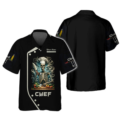 Zipper Hoodie Chef Cooking Custom T-Shirts Chef Skeleton 3D Shirt