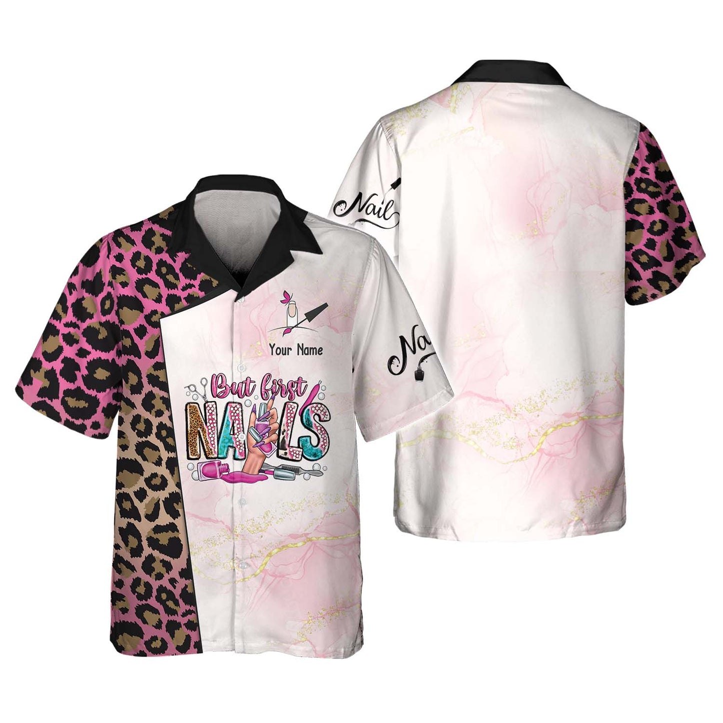 Leopard Nails Art Boutique 3D Shirts Nail Artist Custom T-Shirts